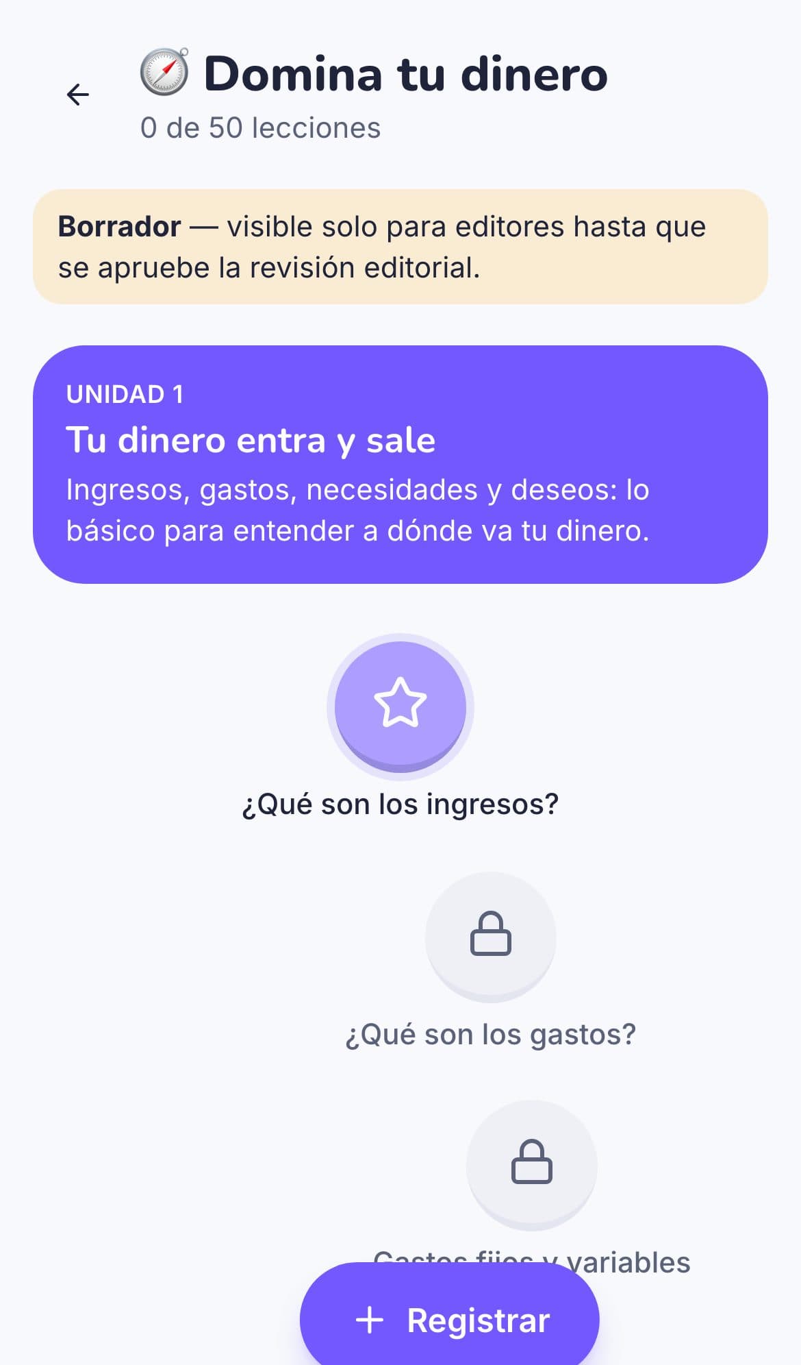 Camino de lecciones del mundo Domina tu dinero